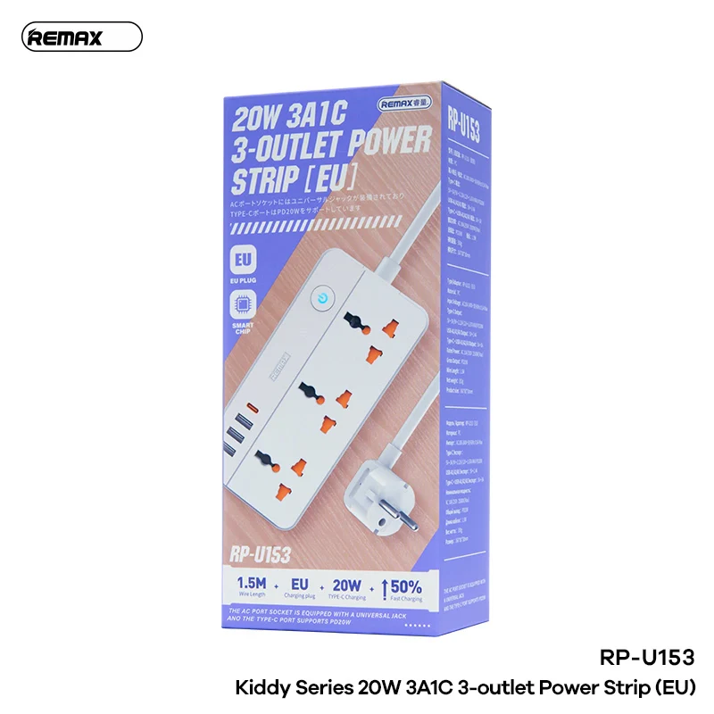 Remax Power Strip 20W 3A1C Socket - Image 3