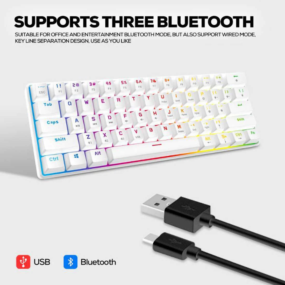 S61 GAMING KEYBOARD 60% (BLACK/WHITE) - Image 3