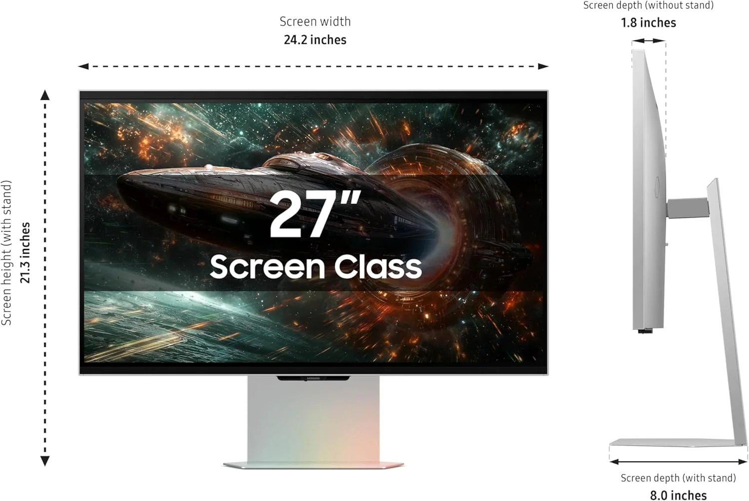 Samsung Odyssey 3D (FG900) 27" 4K 165Hz IPS HDR10+ HDMI 2.1 Eye-Tracking Cameras(Mercury Silver) Flat Monitor - Image 6