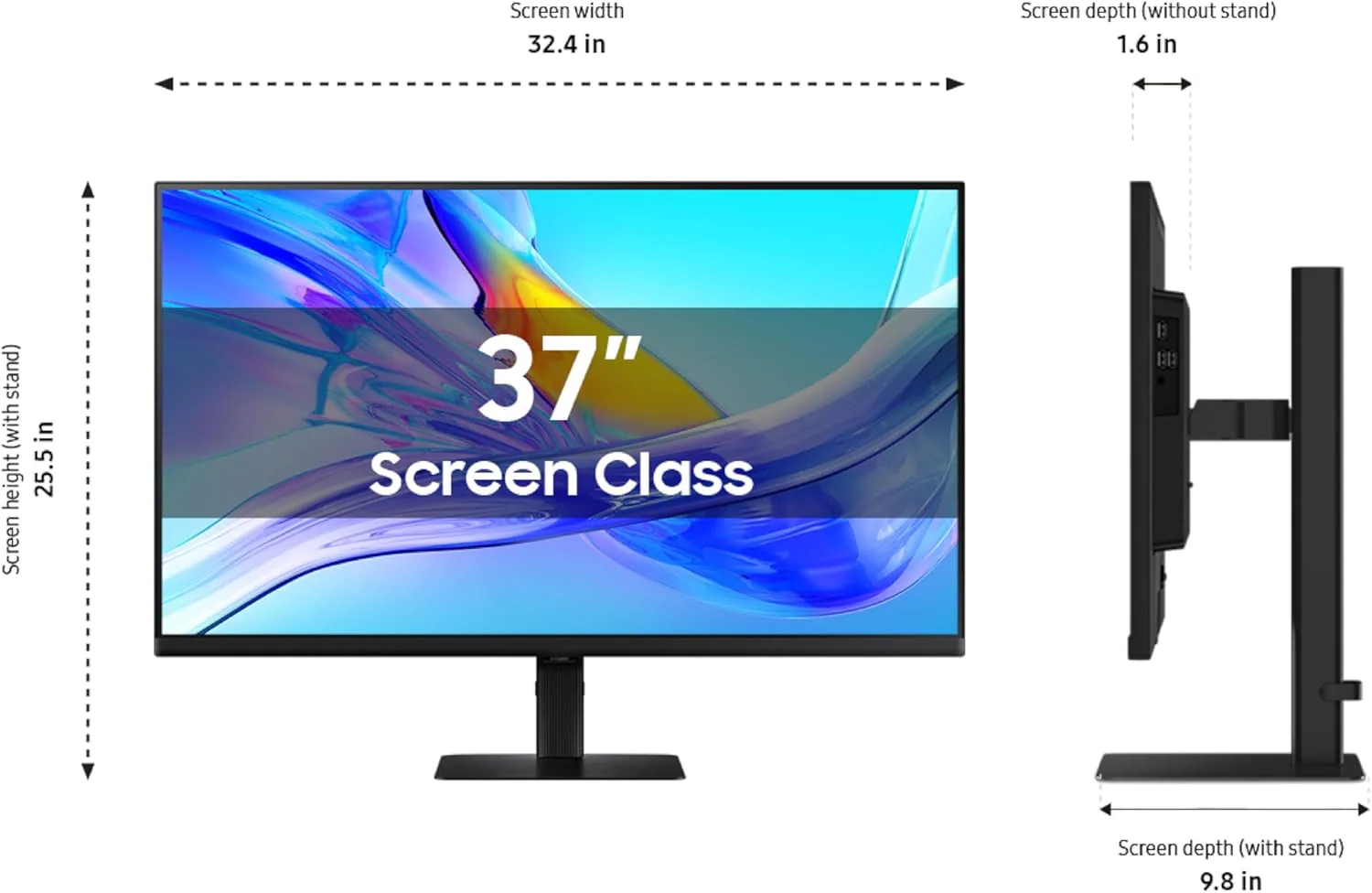 Samsung S8 (D800) 37" 4K USB Type-C Flat  VA 60Hz 10Bit HDR10 Business Monitor - Image 3