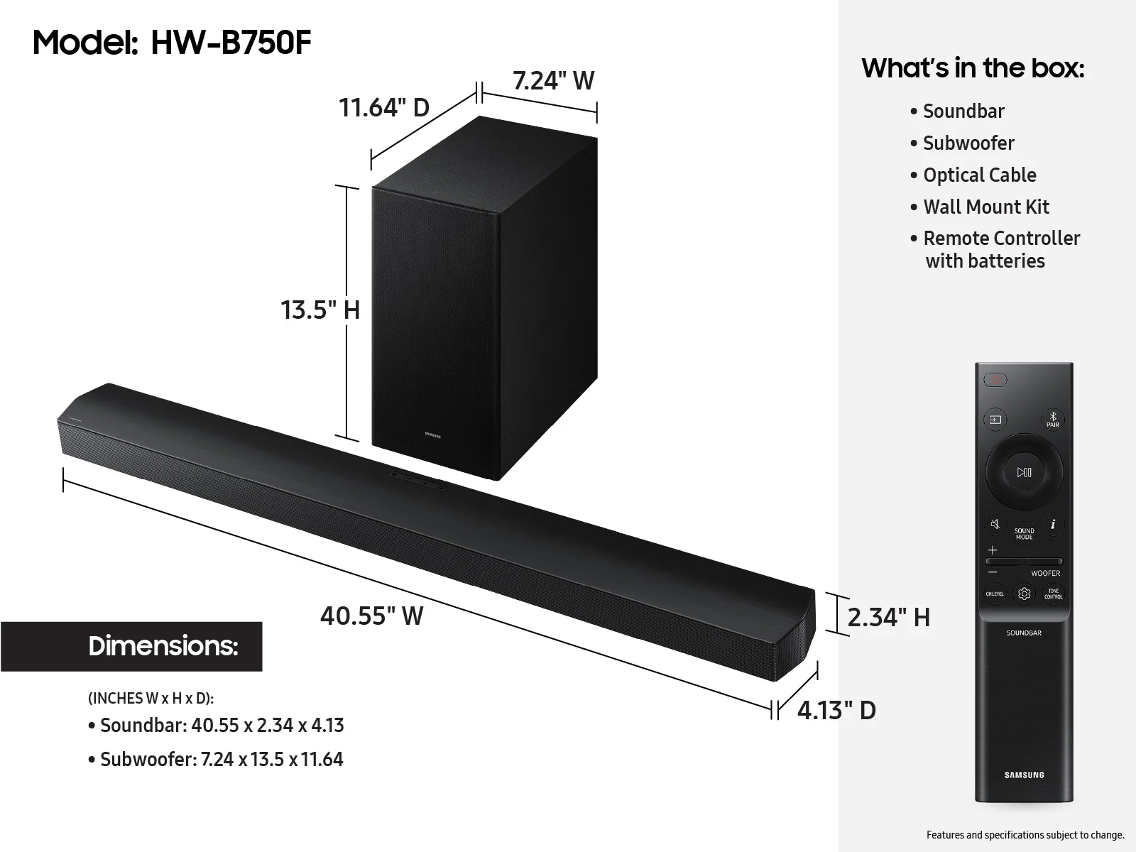 Samsung Soundbar HW-B750F 5.1Ch 400W Dolby Air Track - Black - Image 5