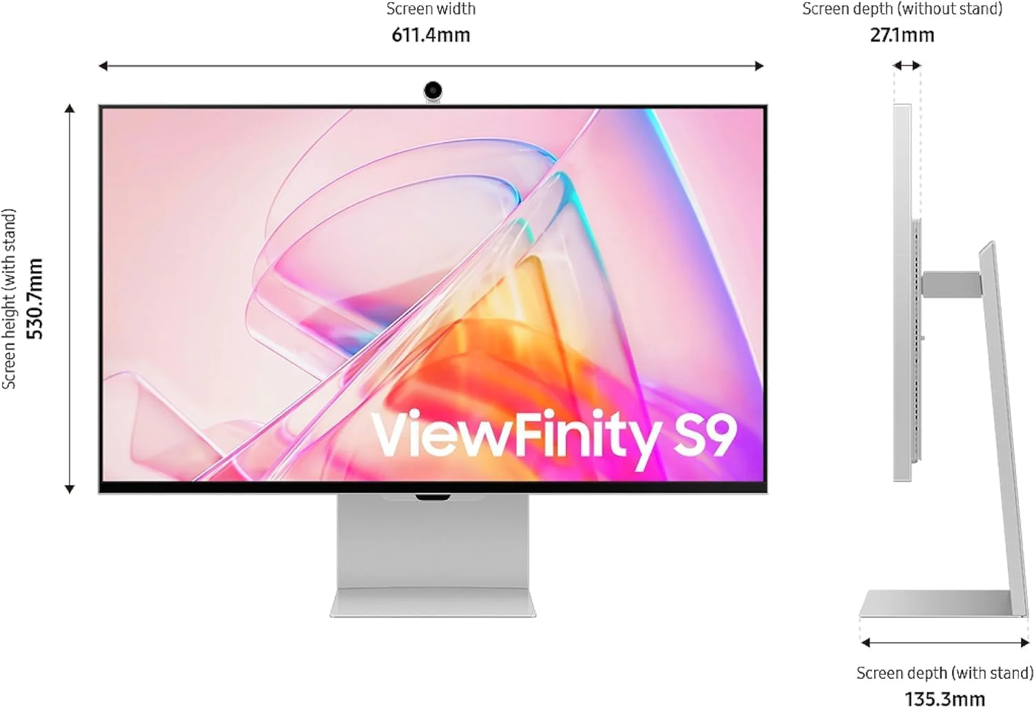 Samsung ViewFinity S9 (S90PC) Smart 27" 5K Flat For Win & Mac, IPS MONITOR (Light Gray) - Image 2