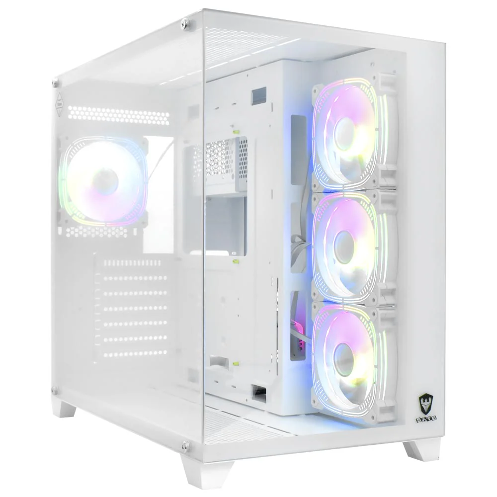 Sate K897 Tempered Glass Panel Full View Desktop ATX / 4 FAN / White GAMING CASE - Image 2