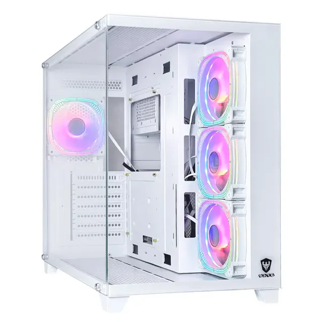 Sate K897 Tempered Glass Panel Full View Desktop ATX / 4 FAN / White GAMING CASE - Image 5