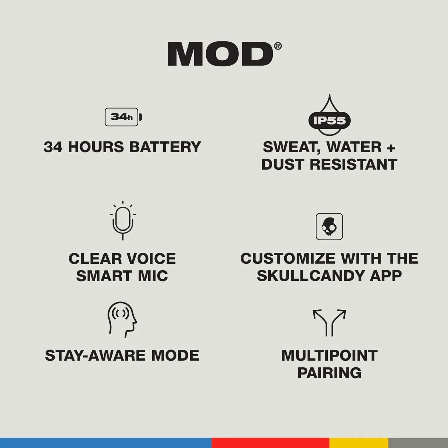 Skullcandy Mod Wireless Earbuds, Bluetooth Headphones - Image 4
