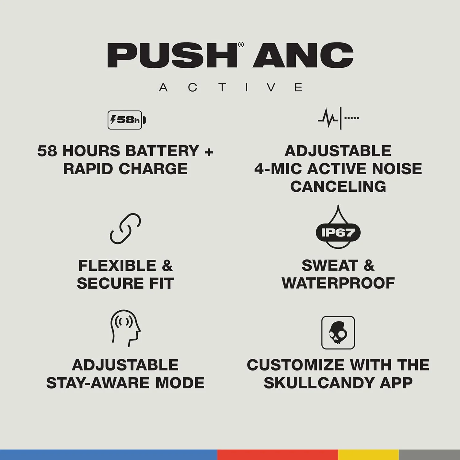 Skullcandy Push ANC Active Wireless Earbuds, Bluetooth Headphones - Image 3