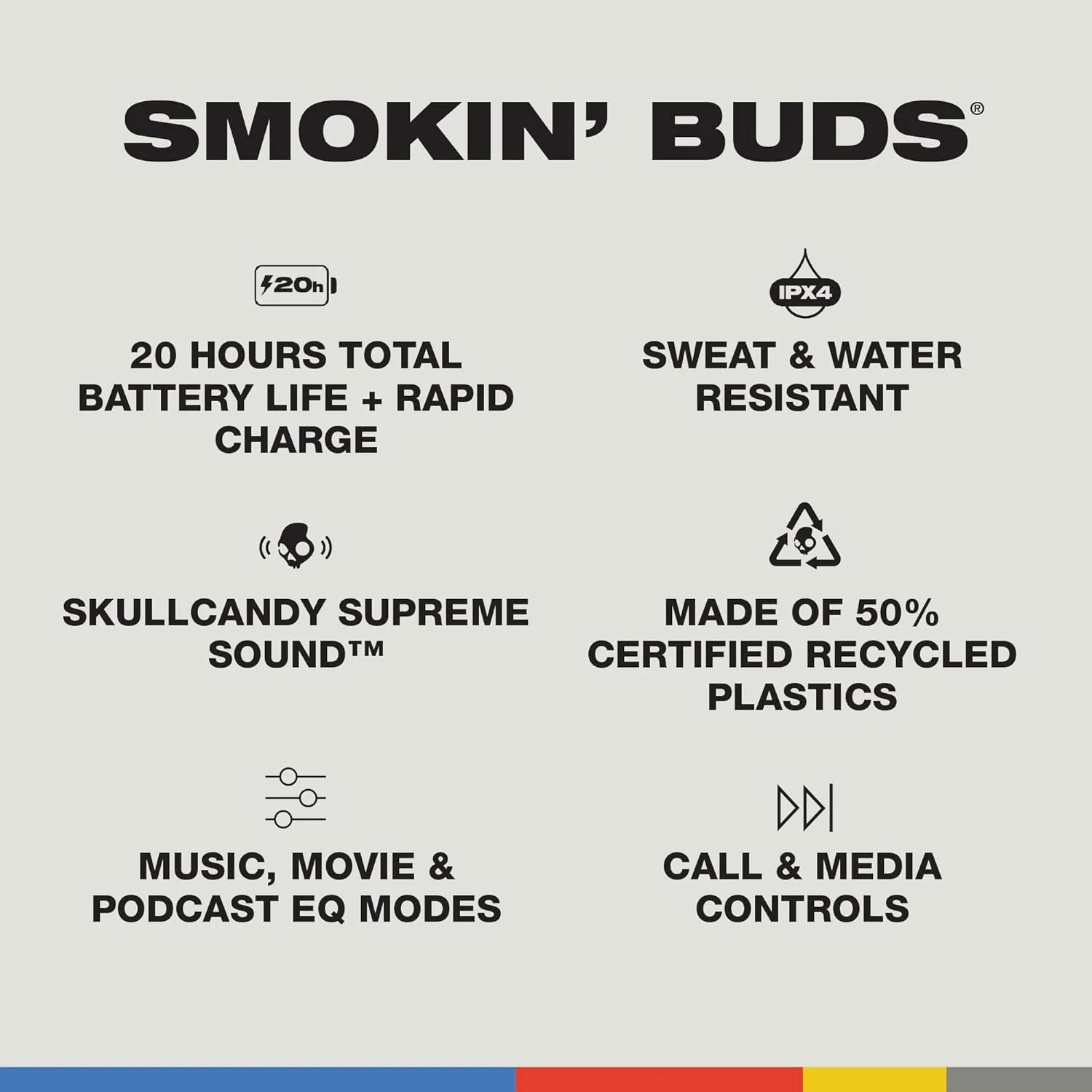 Skullcandy Smokin’ Buds Wireless Earbuds, Bluetooth Headphones - Image 6
