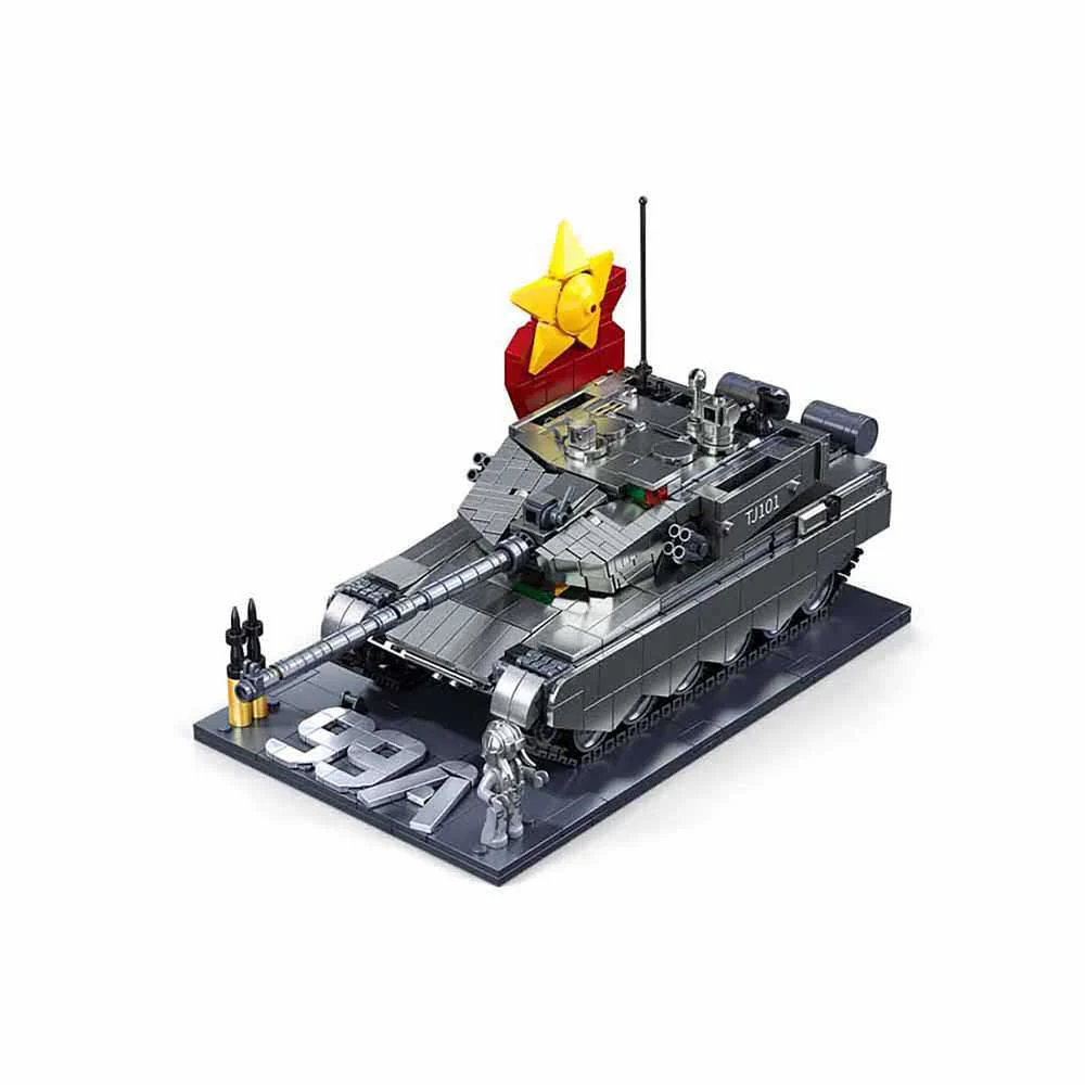 Sluban ModelBricks 1/35 ZTZ-99AS Tank (Metal Coating Version) â 1079 Pieces - Image 2