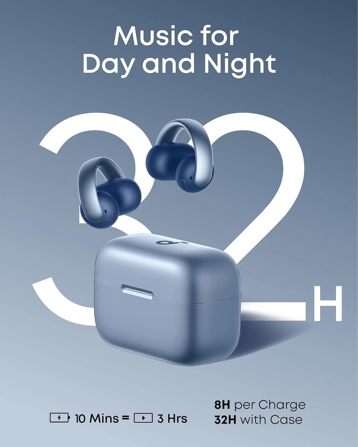 Anker Soundcore AeroClip Open-Ear Clip-On Wireless Earbuds — Blue - Image 3