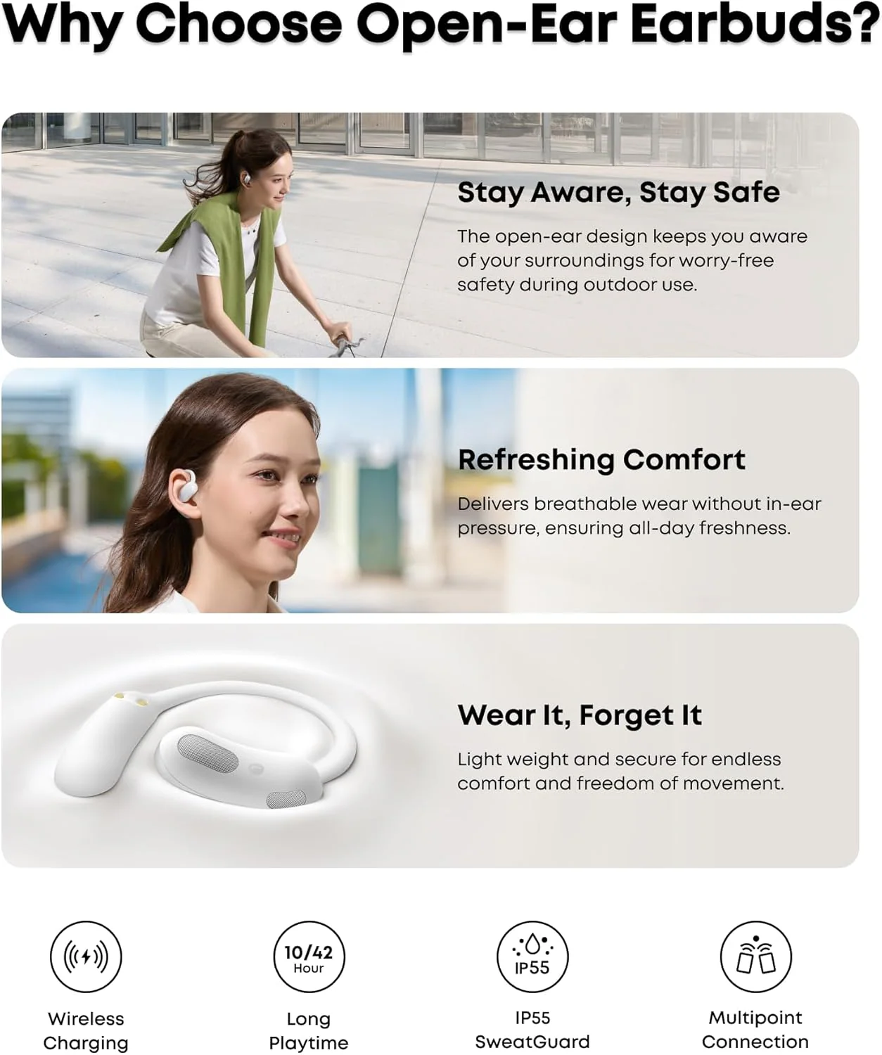 Soundcore AeroFit 2 Open-Ear Wireless Earbuds - White - Image 4