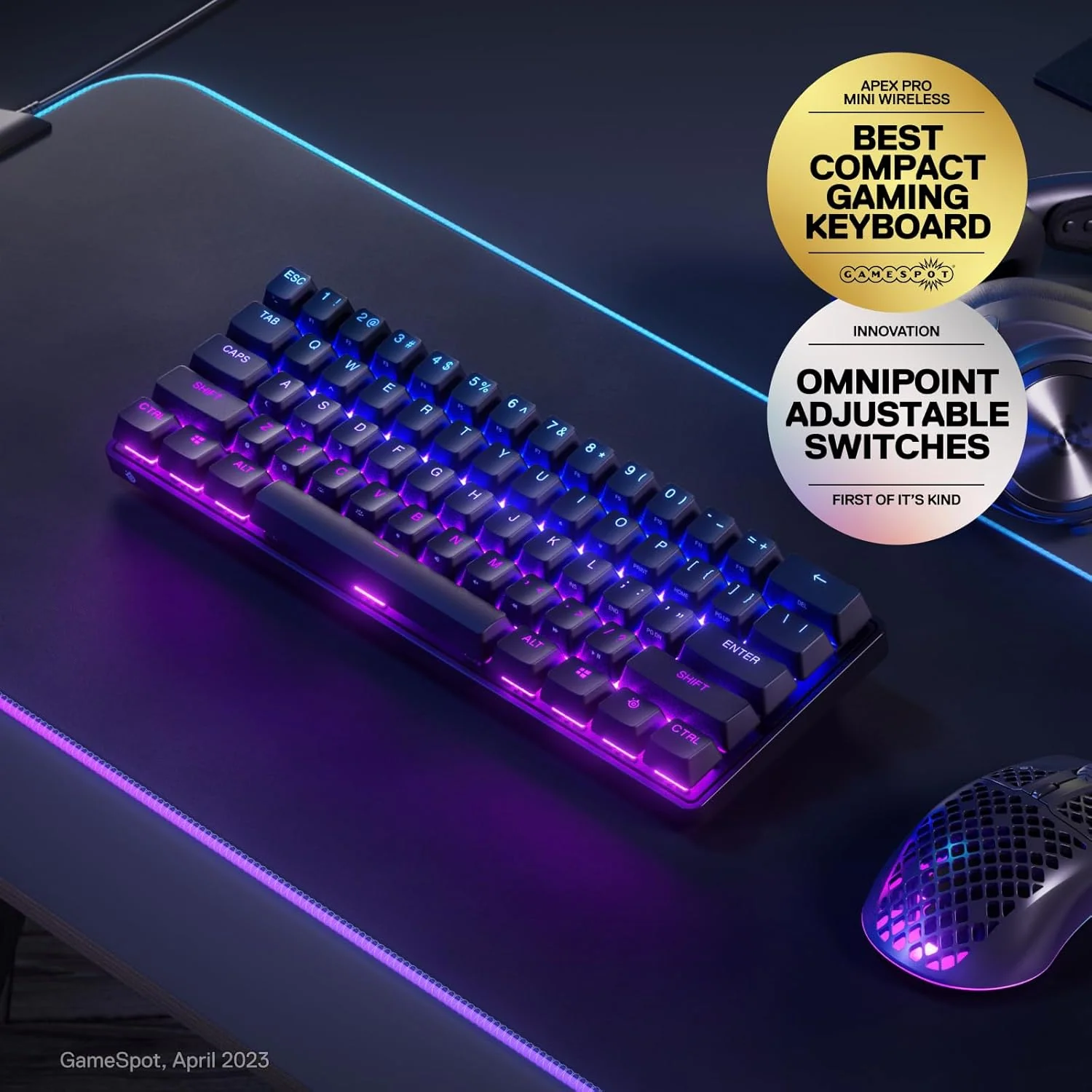 SteelSeries Apex Pro Mini Wireless Gaming Keyboard - Black - Image 8