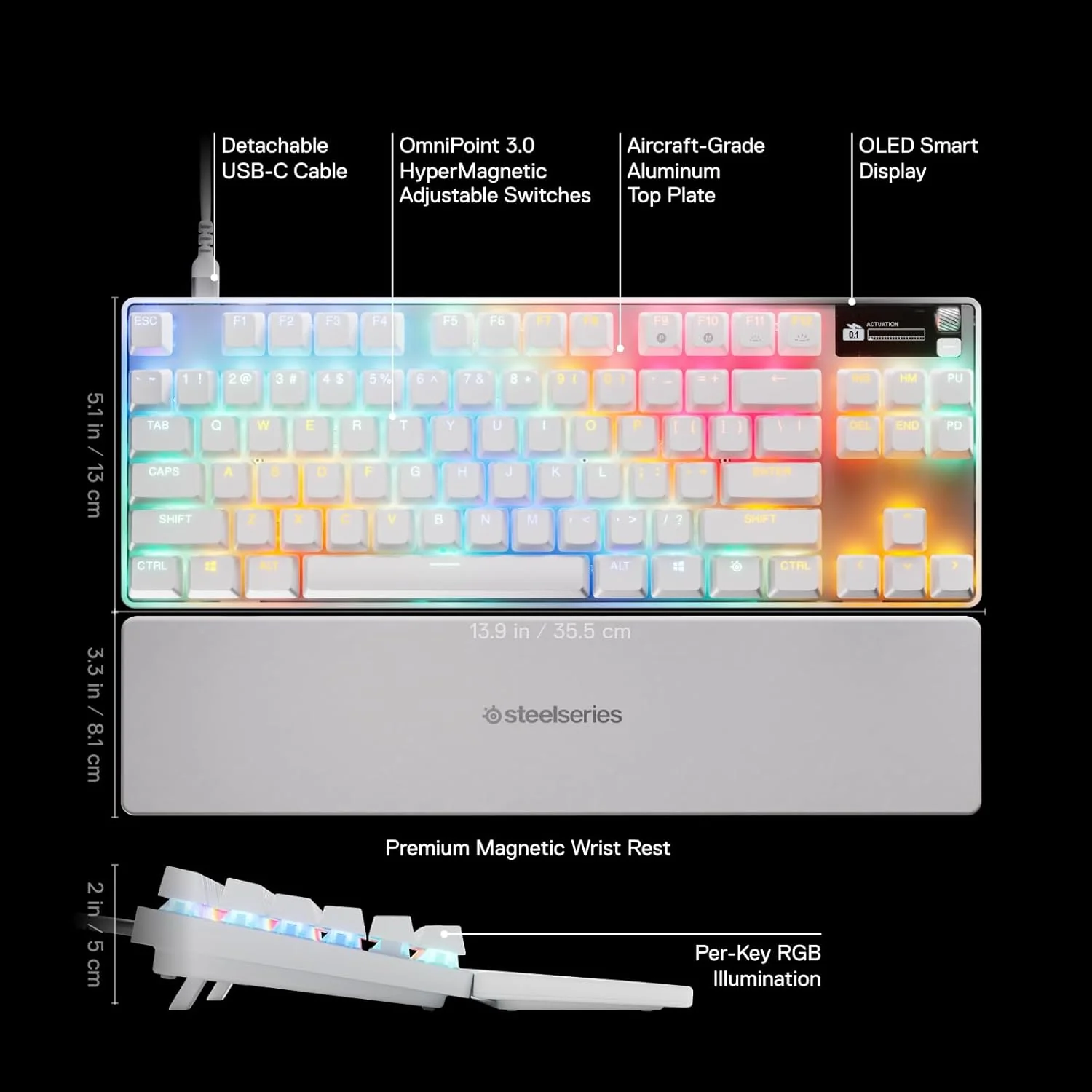 Steelseries Apex Pro TKL Gen3 Gaming Keyboard - White - Image 5