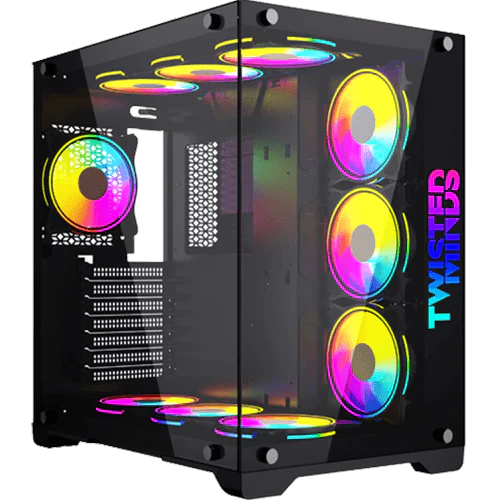 Twisted Minds Bullet-07 Mid Tower Gaming Case ( 7 ARGB Fans included ) - Black