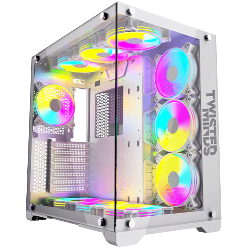 Twisted Minds Bullet-07 Mid Tower Gaming Case ( 7 ARGB Fans included ) - White