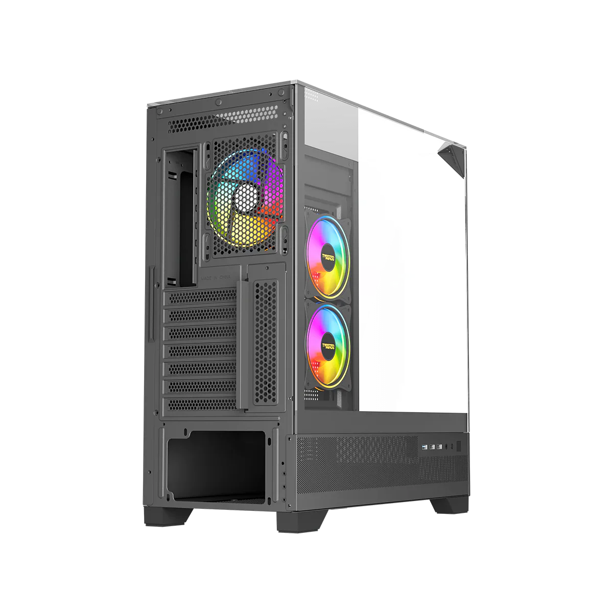 Twisted Minds DarkPulse Tempered Glass Mid Tower Gaming Case (3 ARGB Fans Included) - Black - Image 5