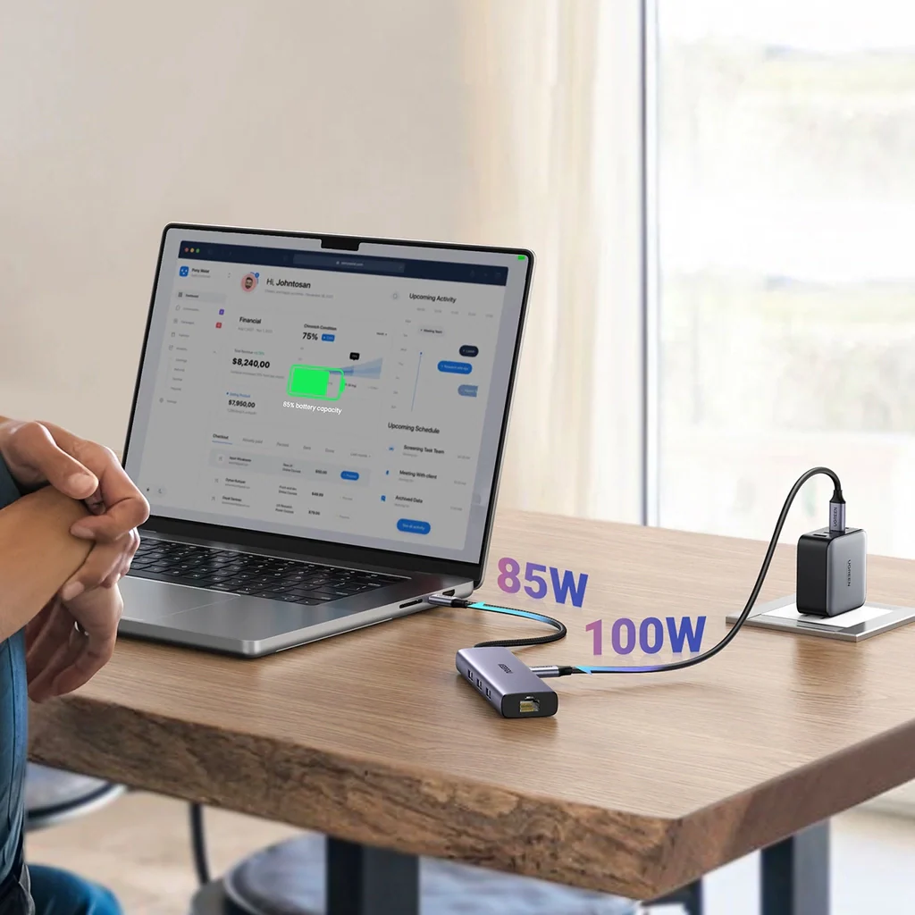 UGREEN 6 IN 1 USB-C to 3*USB 3.0 A + HDMI  4K@30Hz  + RJ45 Gigabit + PD Multifunction  Adapter - Image 4