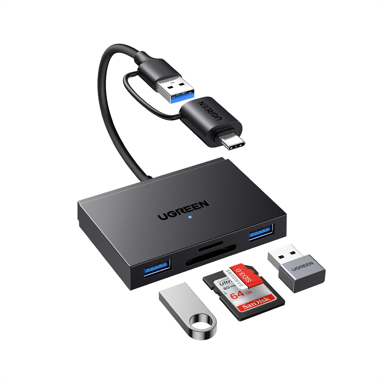 UGREEN CM812 4-in-1 USB-C/USB-A Card Reader - Image 2