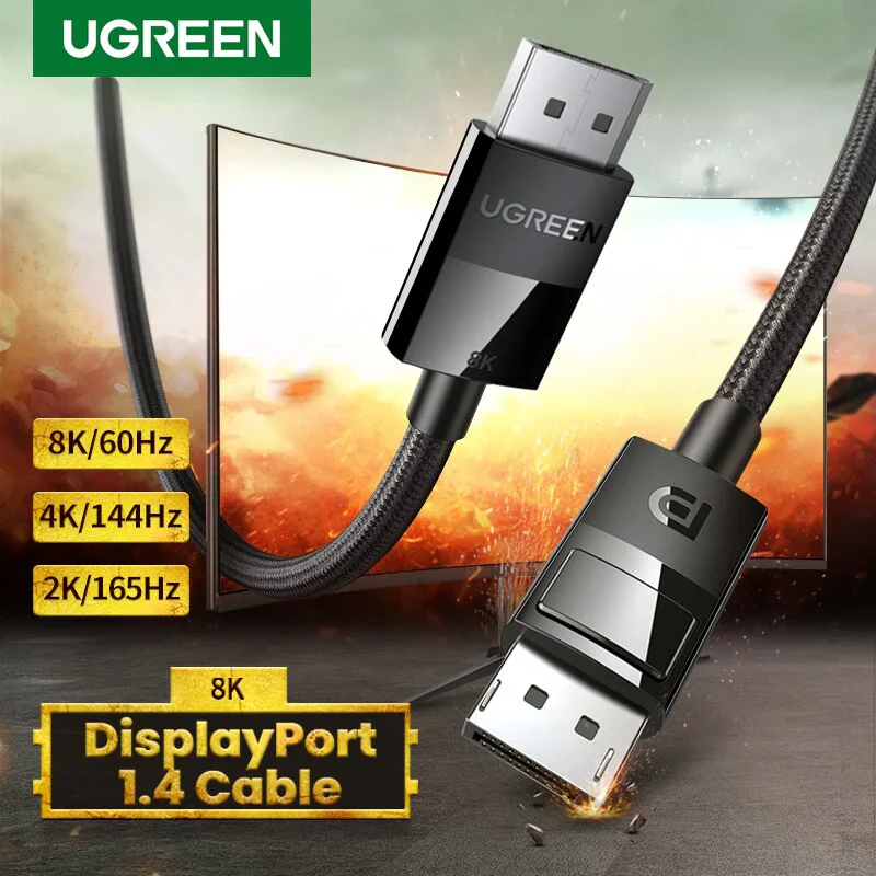 UGREEN DP114 DP Male to Male DP1.4 8K Round Cable ABS Shell Braid  (Black) - Image 3