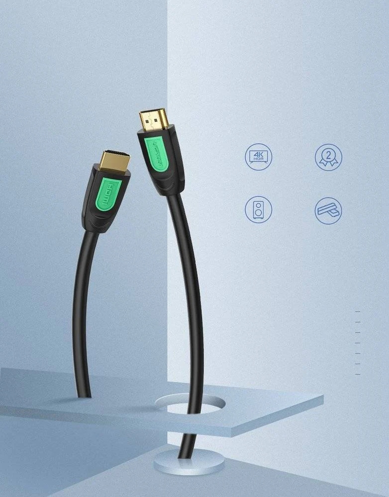 UGREEN HD101 HDMI Round Cable 3m  4K@60Hz  HDMI 2.0 (Yellow/Black) - Image 3
