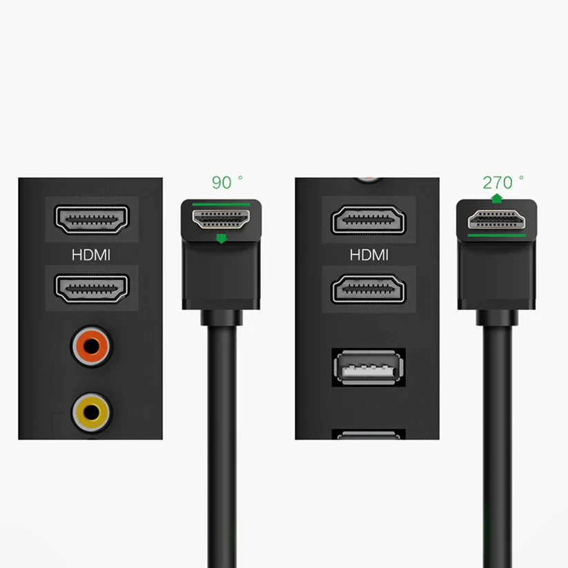 UGREEN HD103 HDMI Cable Right Angle 90 Degree 2m 4K@30Hz HDMI 1.4 (Black) - Image 5