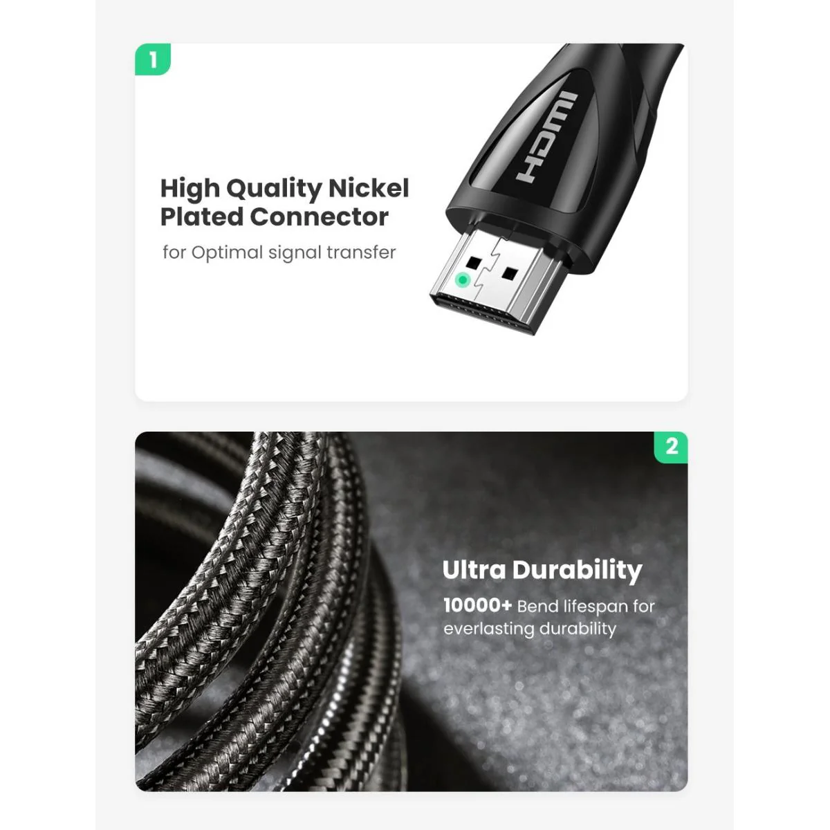 UGREEN HD140 HDMI 2.1, 8K 60Hz, 3m Cable (Black) - Image 3
