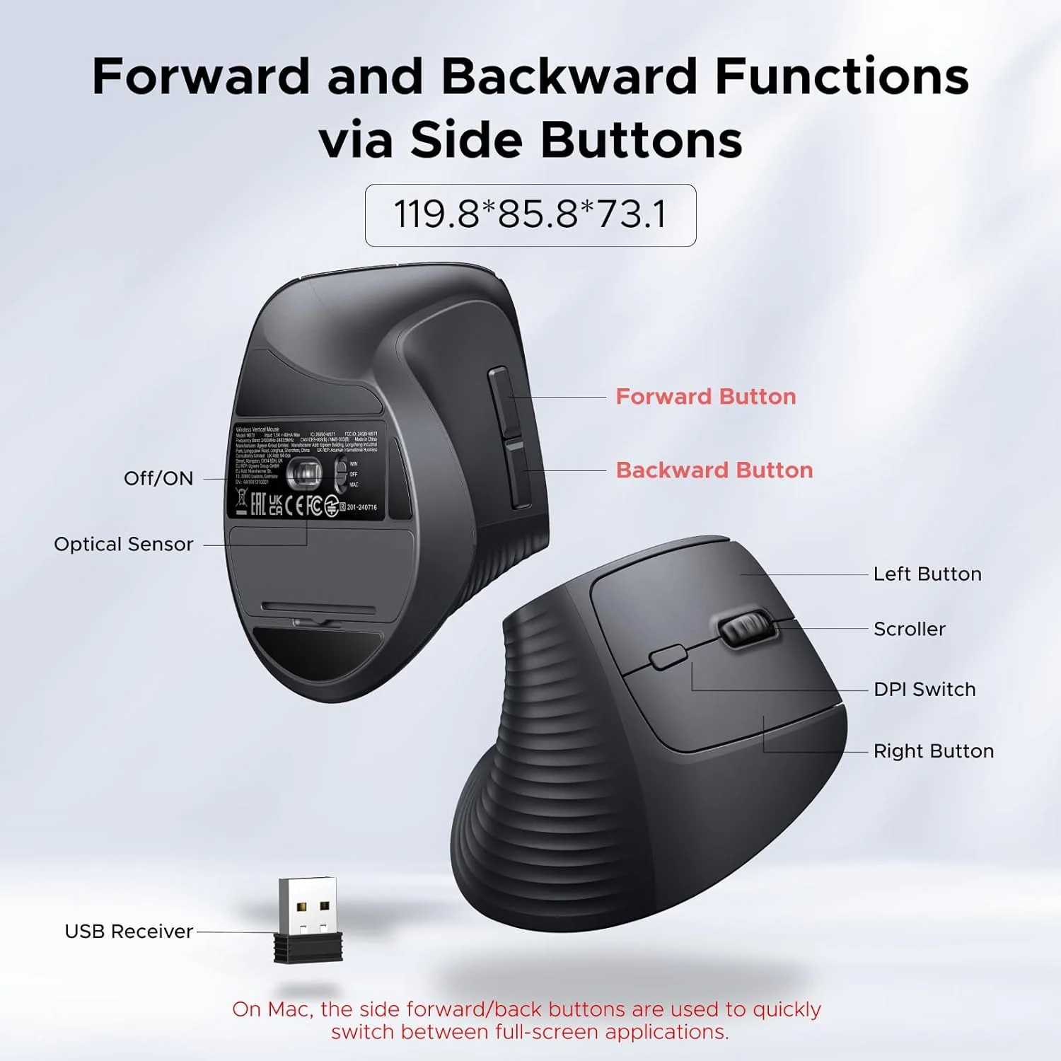 UGREEN M571P Wireless Vertical Mouse - Image 5