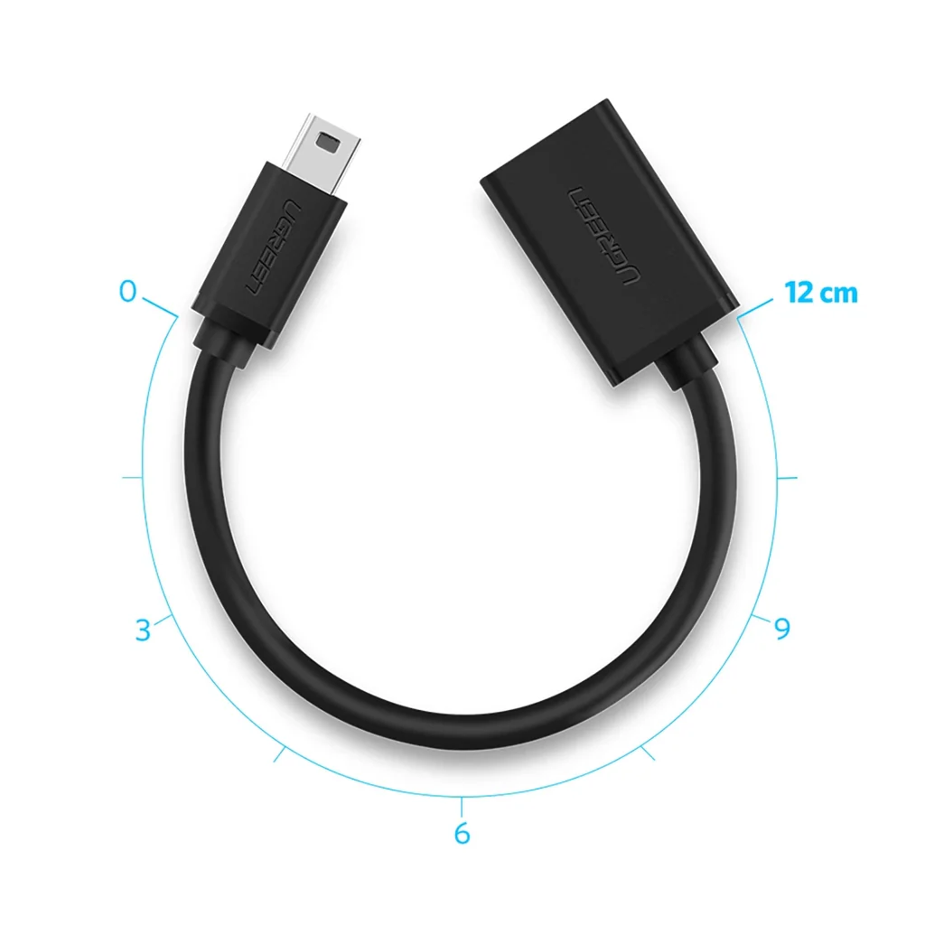 UGREEN US249 Mini USB 5Pin Male To USB 2.0 A Female OTG Cable 10CM - Image 3