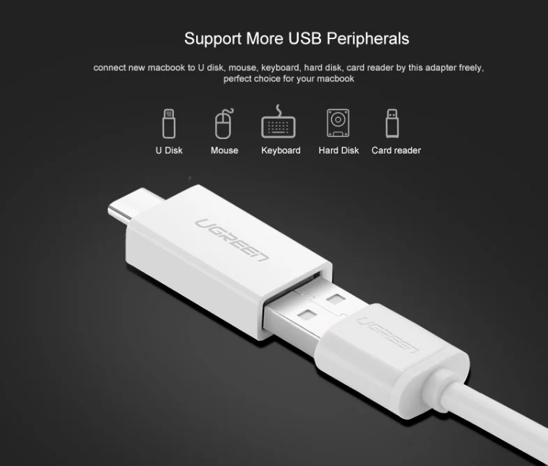 UGREEN US173 Converter Type-C Male to USB 3.0 Female OTG Adapter-White - Image 3