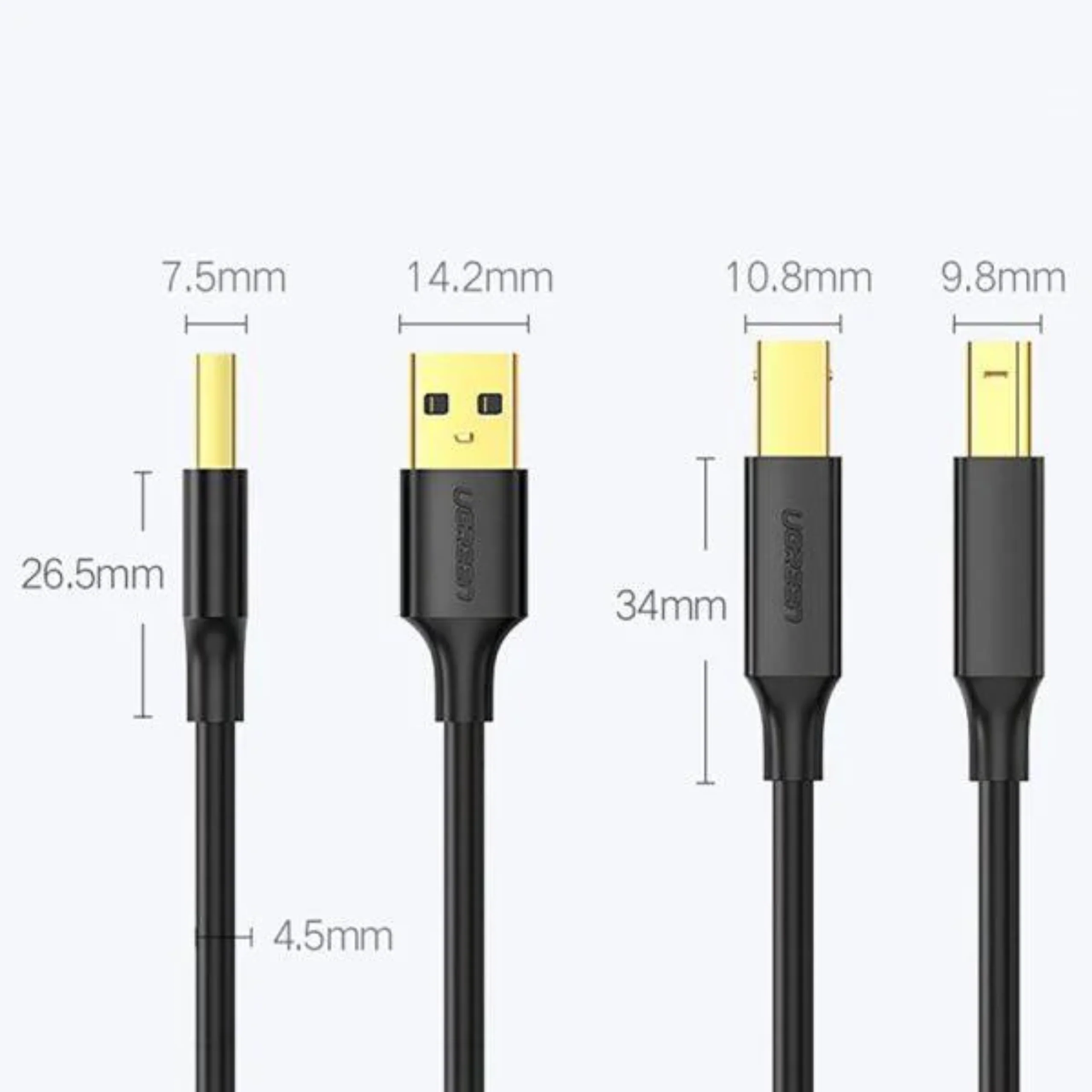 UGREEN USB 2.0 AM to BM Print Cable - Black - Image 4