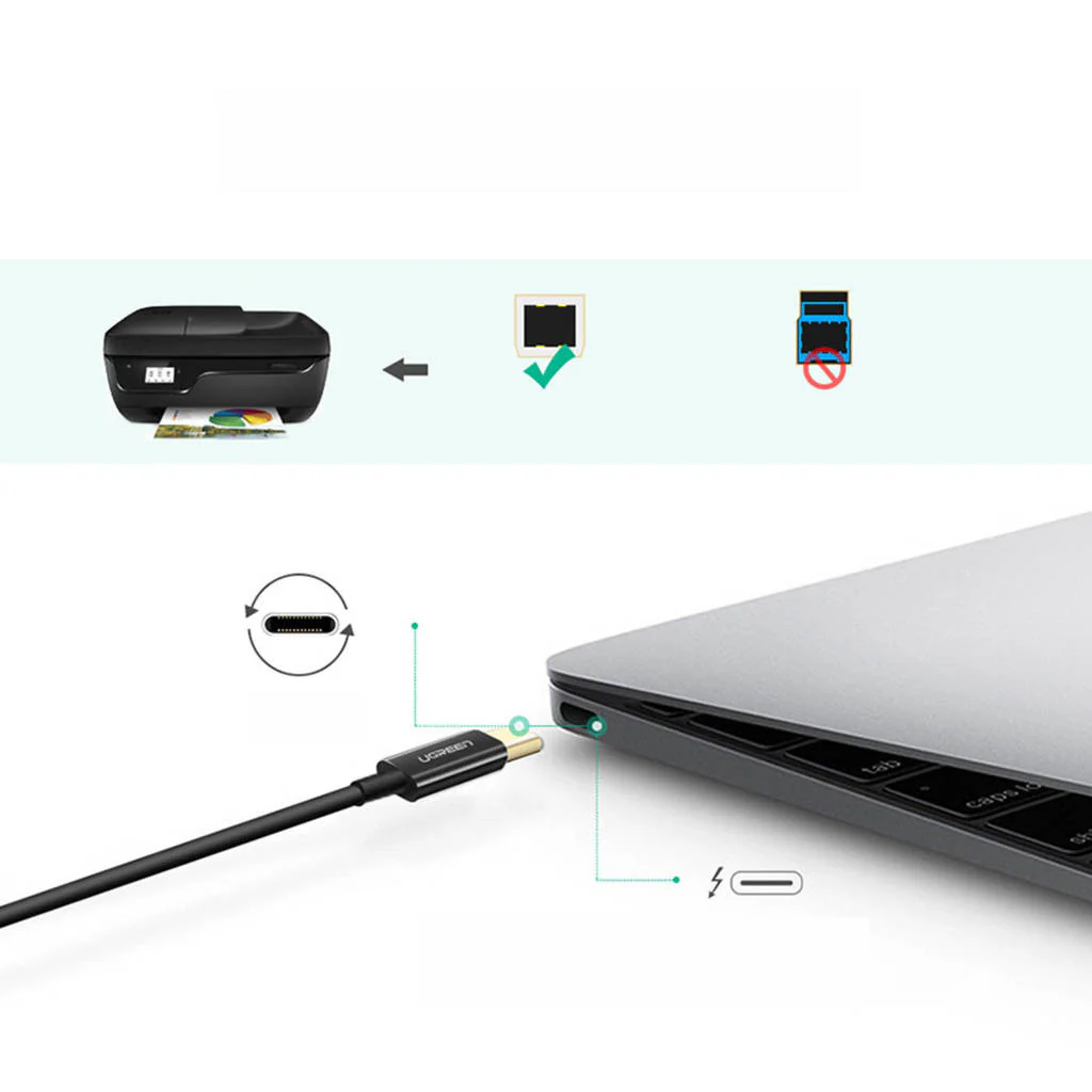 UGREEN USB-C to USB-B 2.0 Printer Cable 2m (Blackļ¼ - Image 4