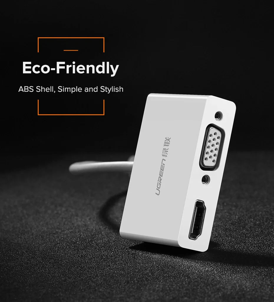UGREEN USB Type C to HDMI + VGA Converter (White) - Image 3
