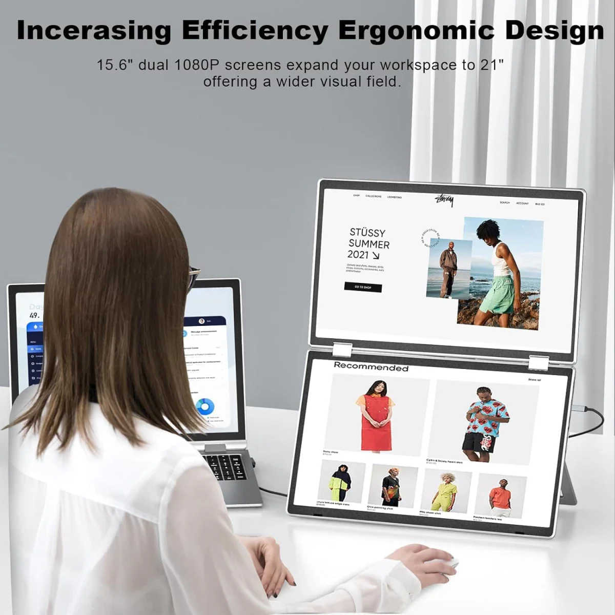V2COM M2 15.6" IPS Full HD Triple Screen Extender Portable - Image 3