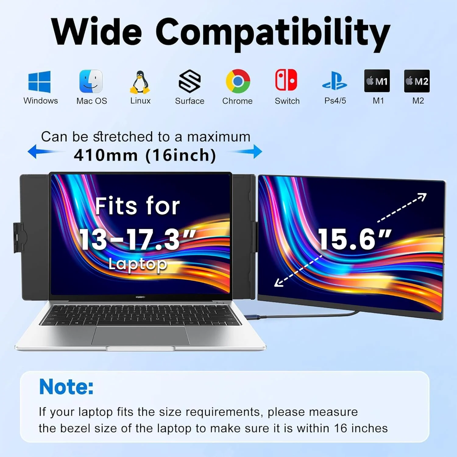 V2COM P5 15.6" IPS Full HD Portable Laptop Screen Extender, Detachable IPS Monitor for 13-17.3" Laptops - Image 7
