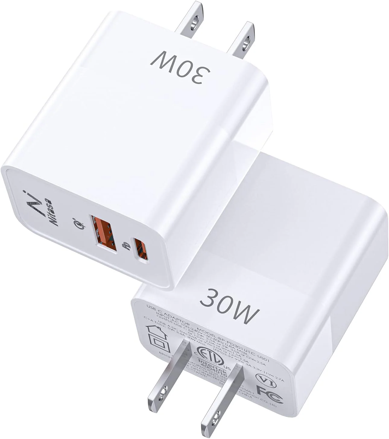 VFAN 2ports Fast Charger E11 30W USB-C - Lightning