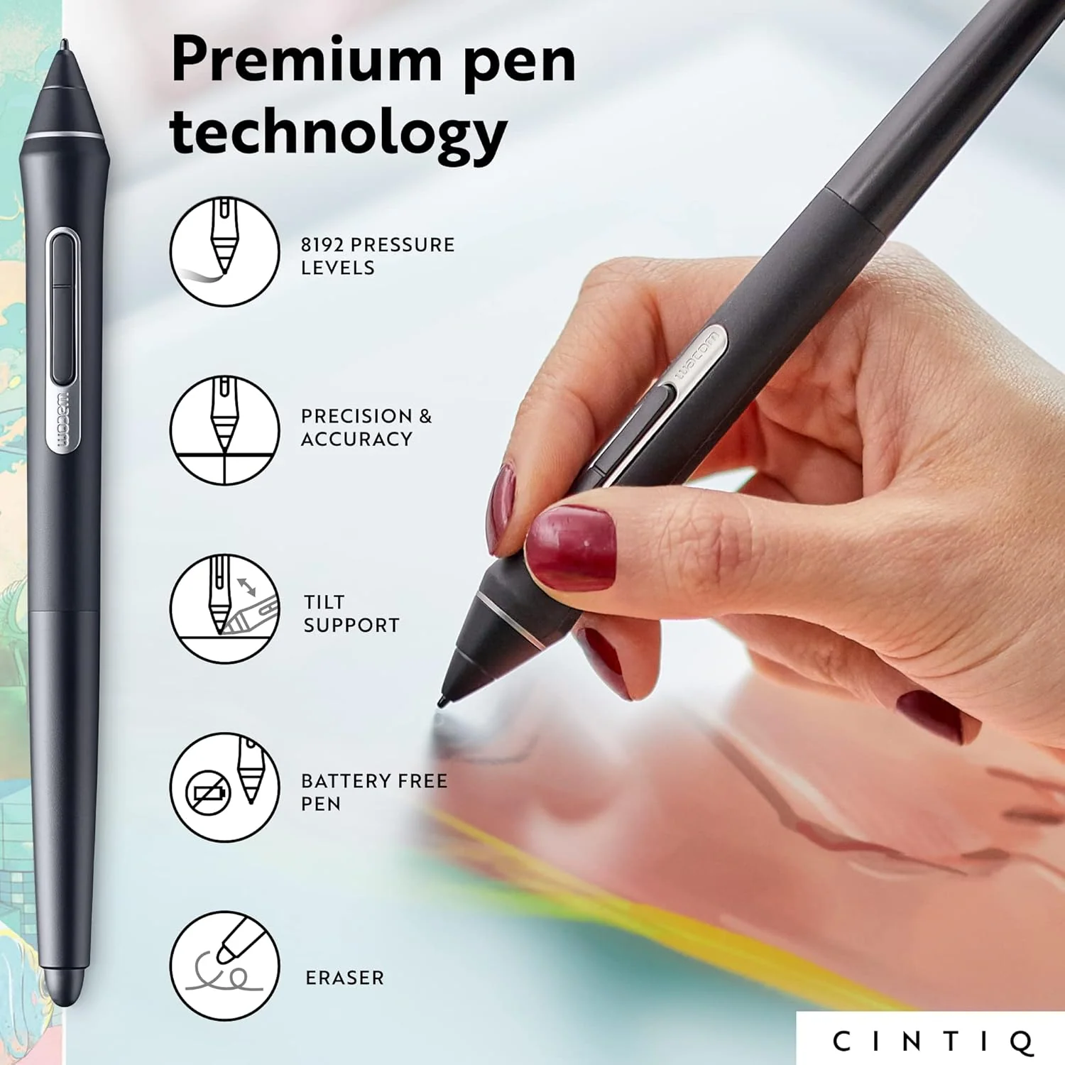 Wacom Cintiq 16 Creative Pen 16" Full HD Graphic Drawing Monitor with Wacom Pro Pen 2 For Windows & MAC - Black - Image 7
