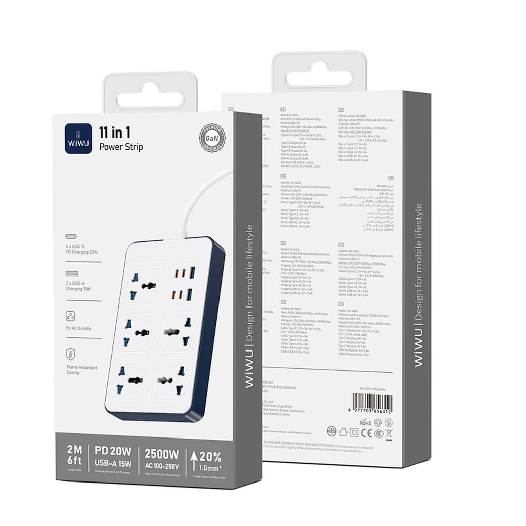 WIWU 11 IN 1 Power Strips CHARGING STATION 2500W