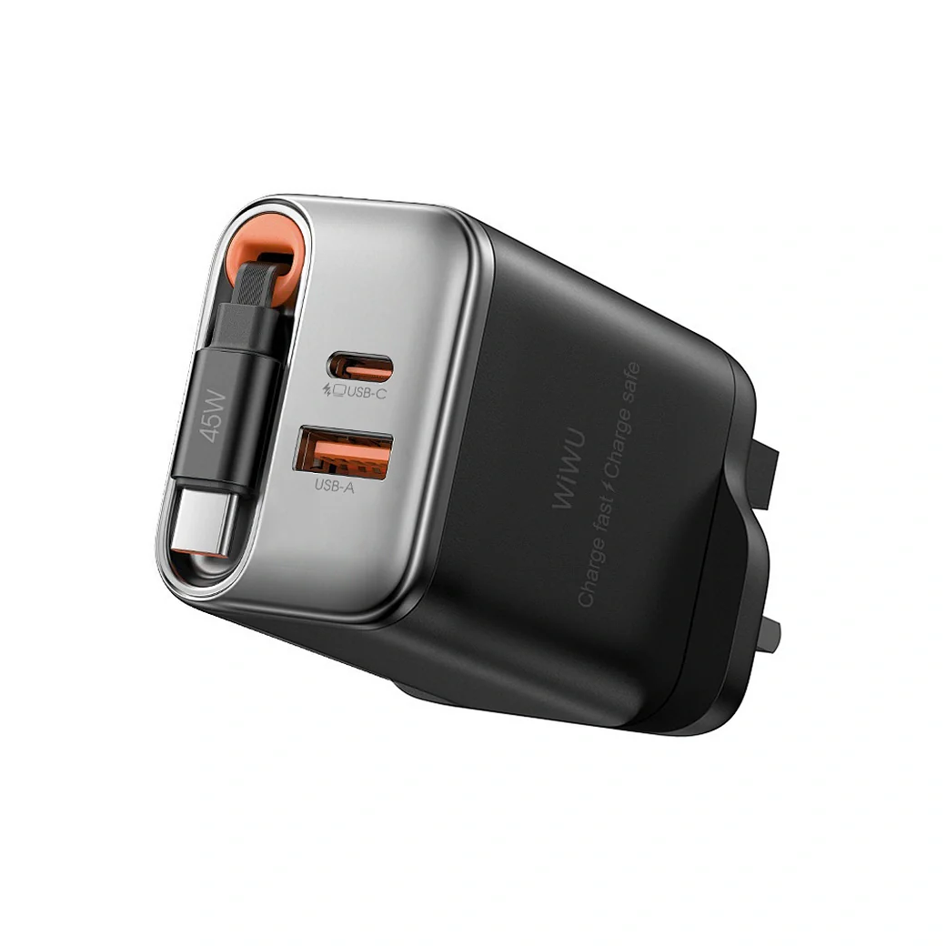 WIWU 45W Helix GaN Fast Charger - Black - Image 2