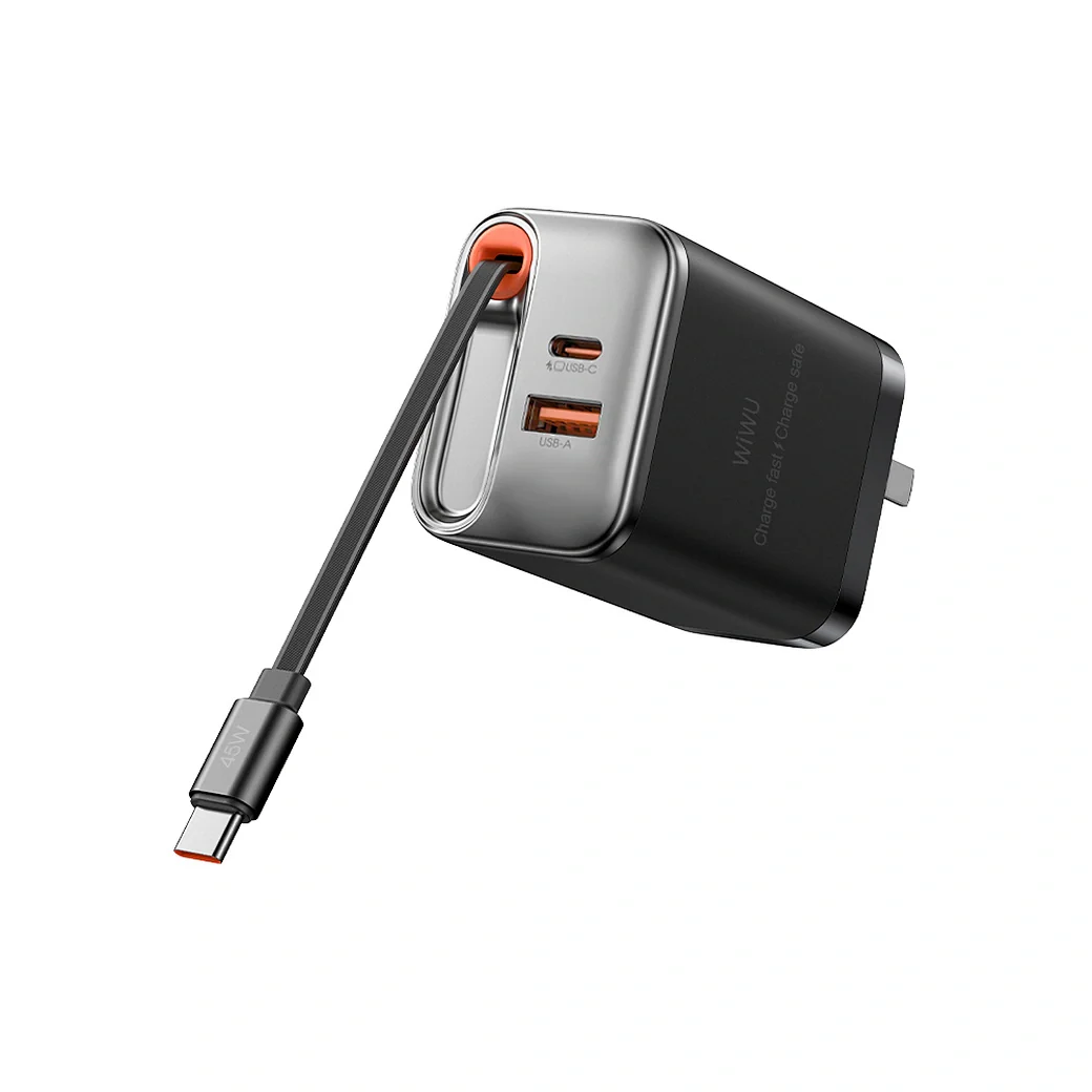WIWU 45W Helix GaN Fast Charger - Black - Image 5