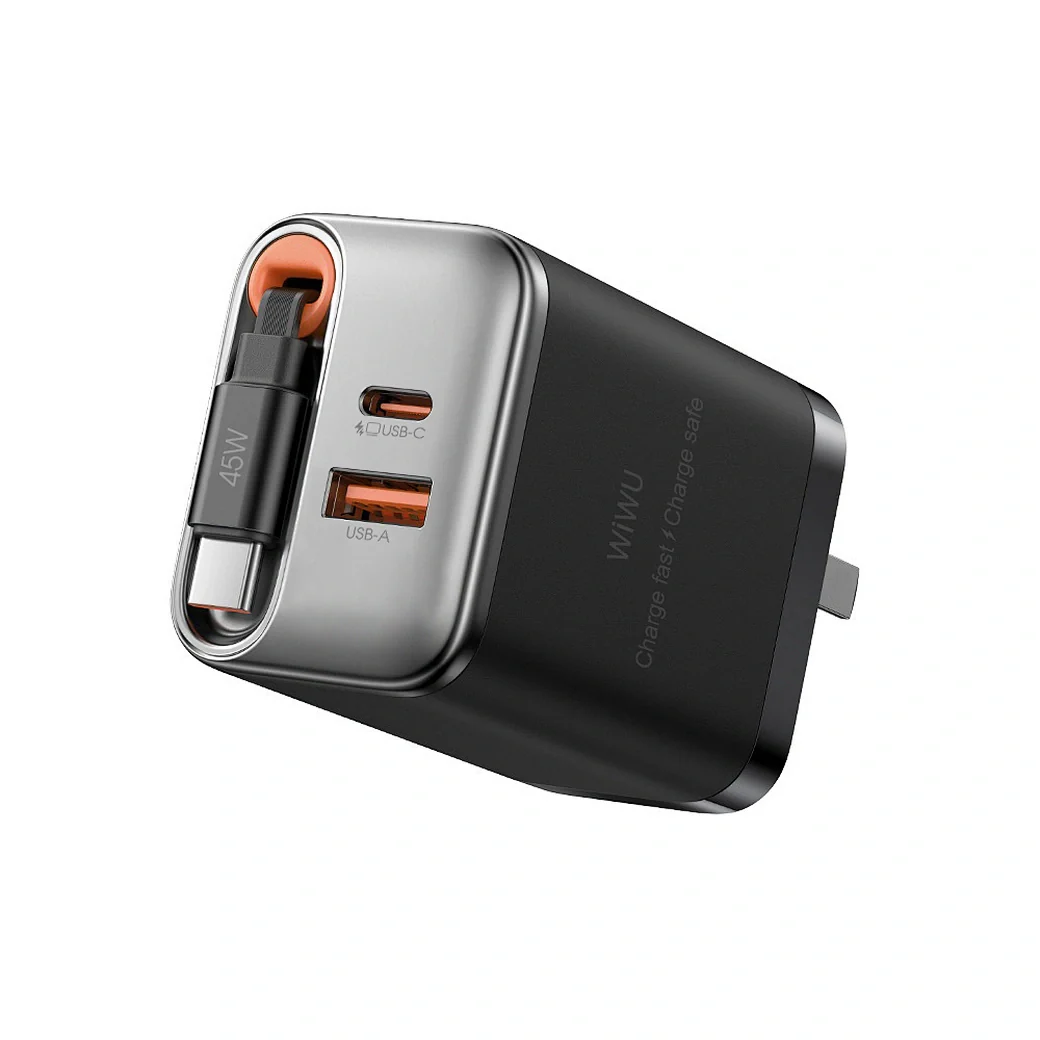 WIWU 45W Helix GaN Fast Charger - Black - Image 7