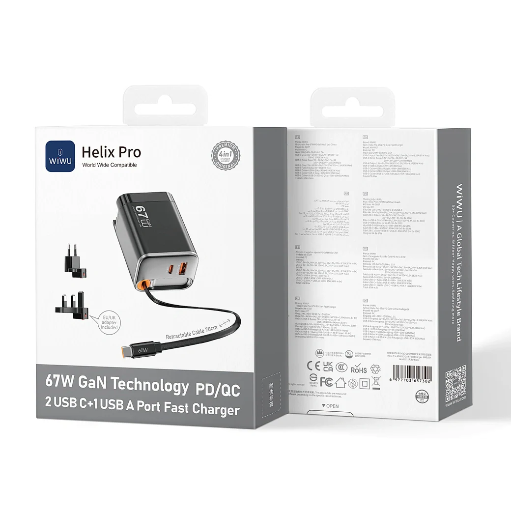 WIWU 67W Helix GaN Fast Charger - Black - Image 4