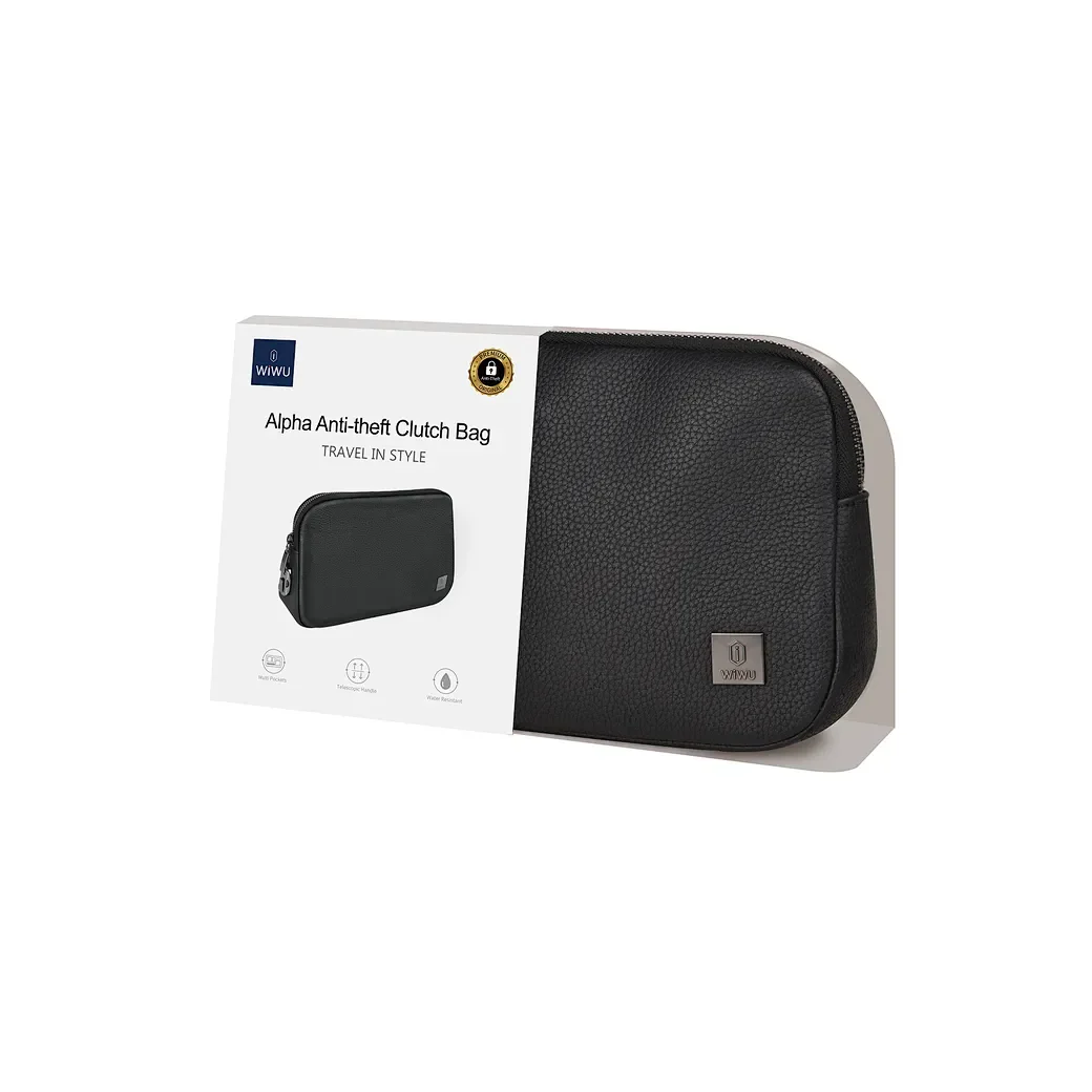 WIWU ALPHA Fingerint Lock Clutch Bag - Black - Image 2