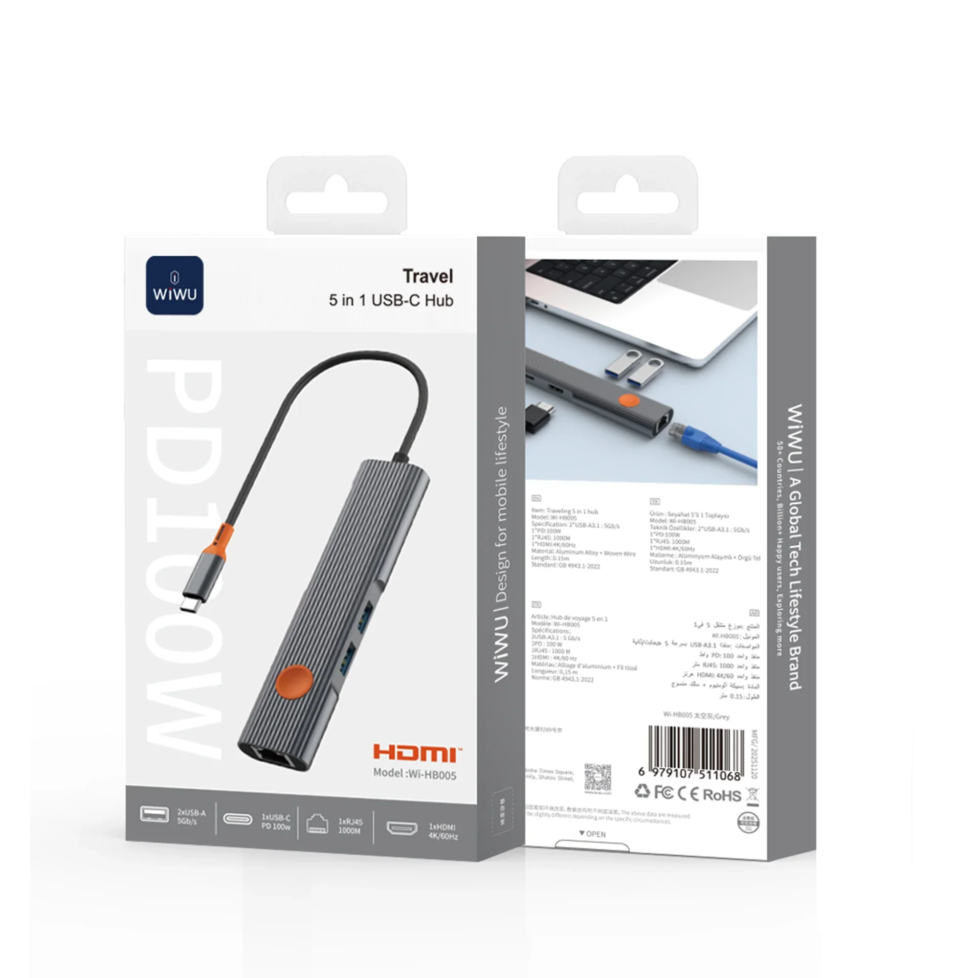 WIWU Wi-HB005 Travelling 5in1 USB-C Hub - Image 2
