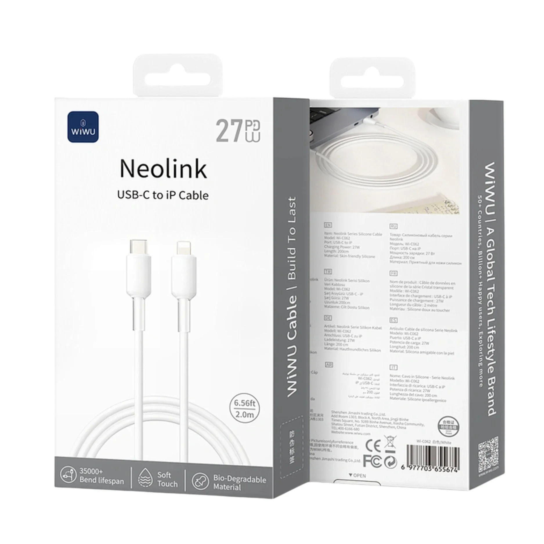 WIWU Wi-C062 27W Neolink Series Silicone Cable  C-L 2m - Image 2