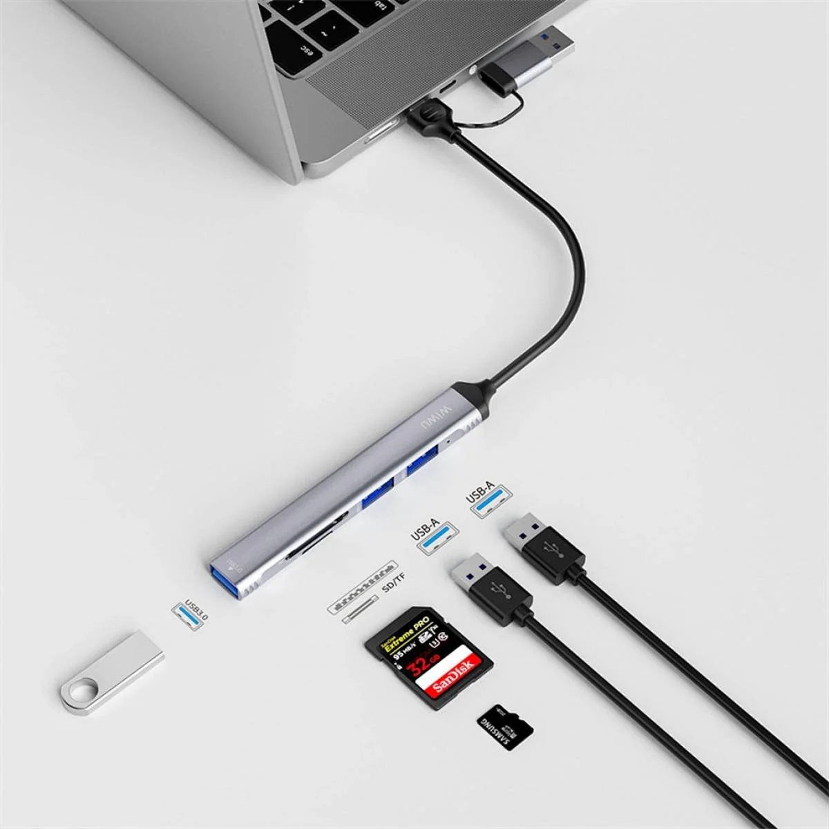 WIWU Wi-HB003 ZOLO 5 in 1 USB-C/USB-A HUB - Image 5
