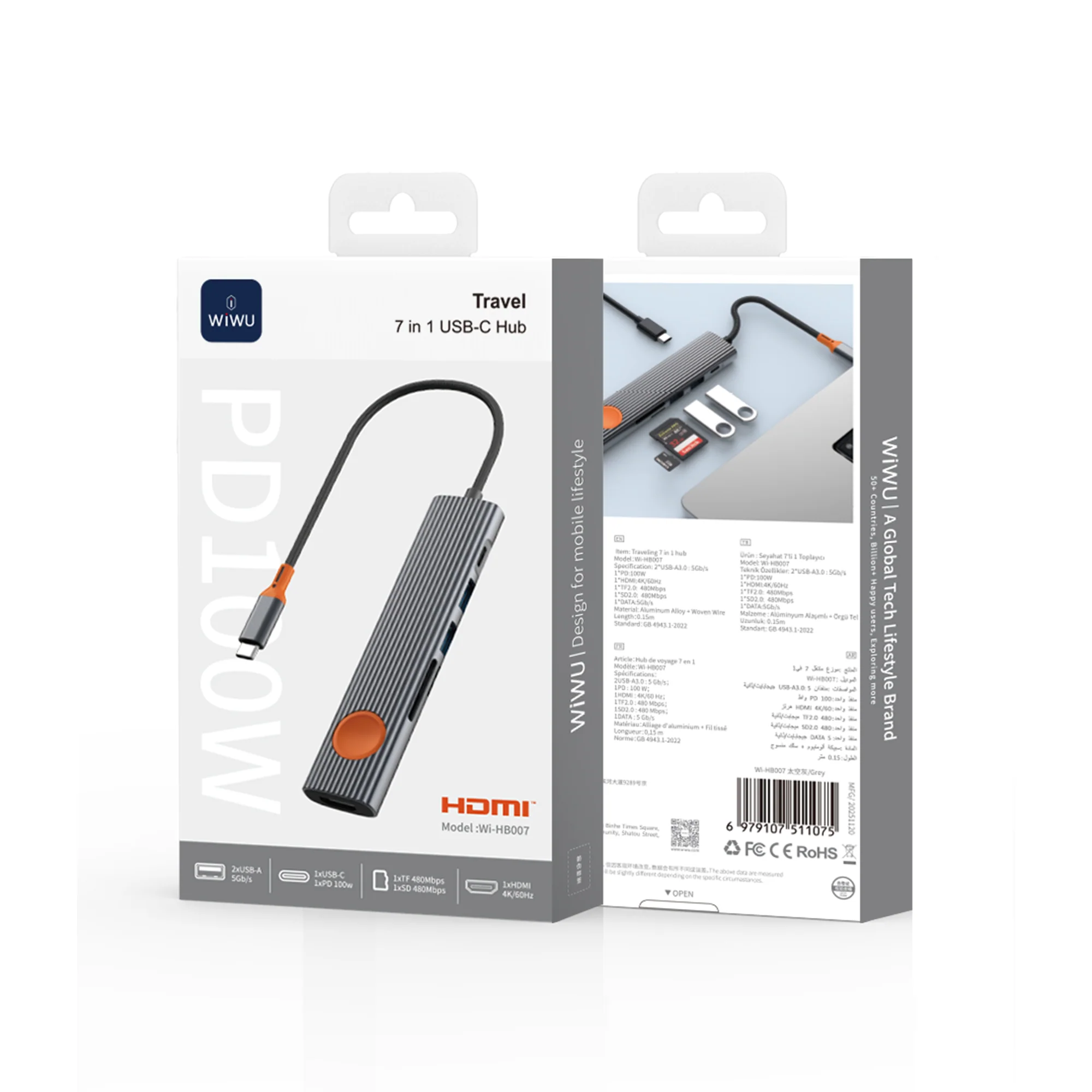 WIWU Wi-HB007 Travelling 7in1 USB-C Hub - Image 2
