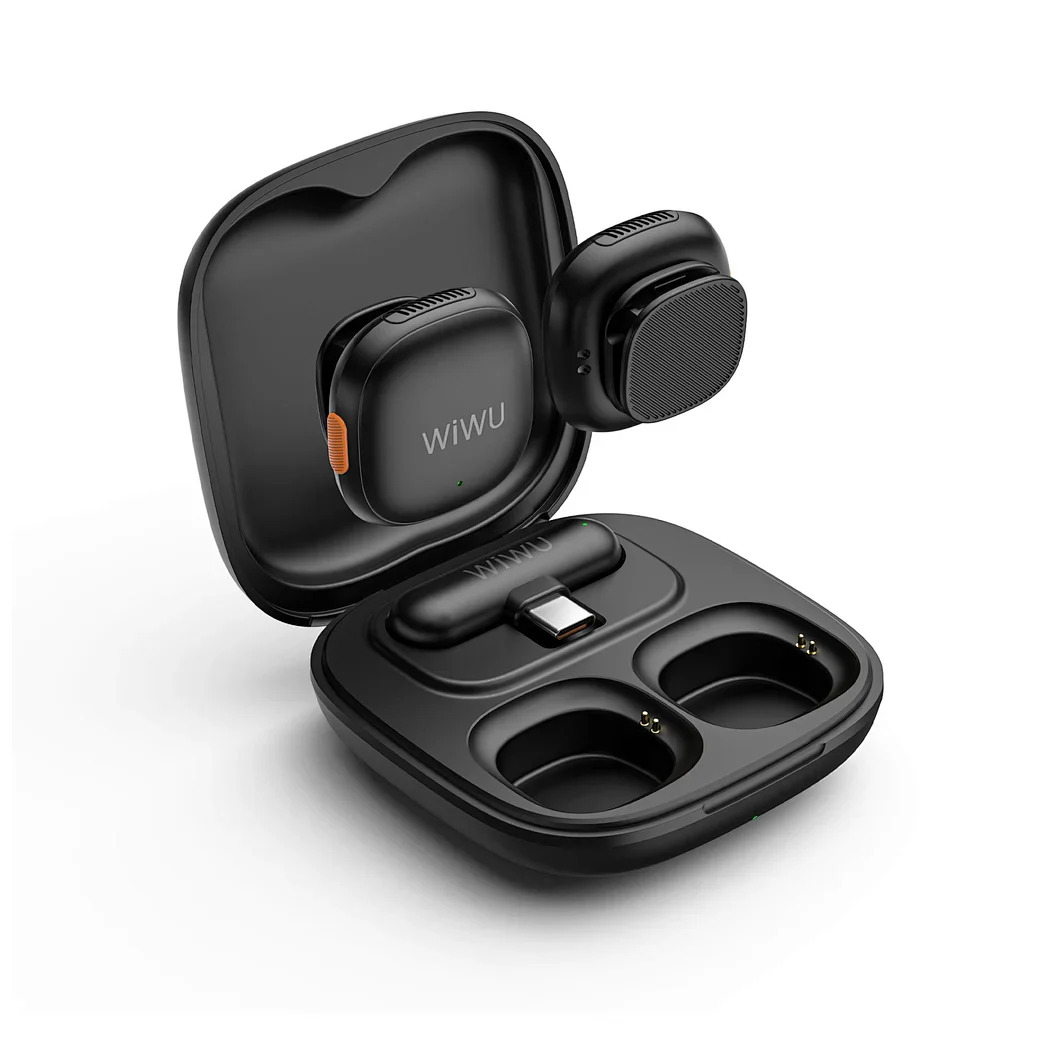 WIWU Wi-WM006 Duo Wireless Microphone AI Adaptive Noise Reduction - Black - Image 4