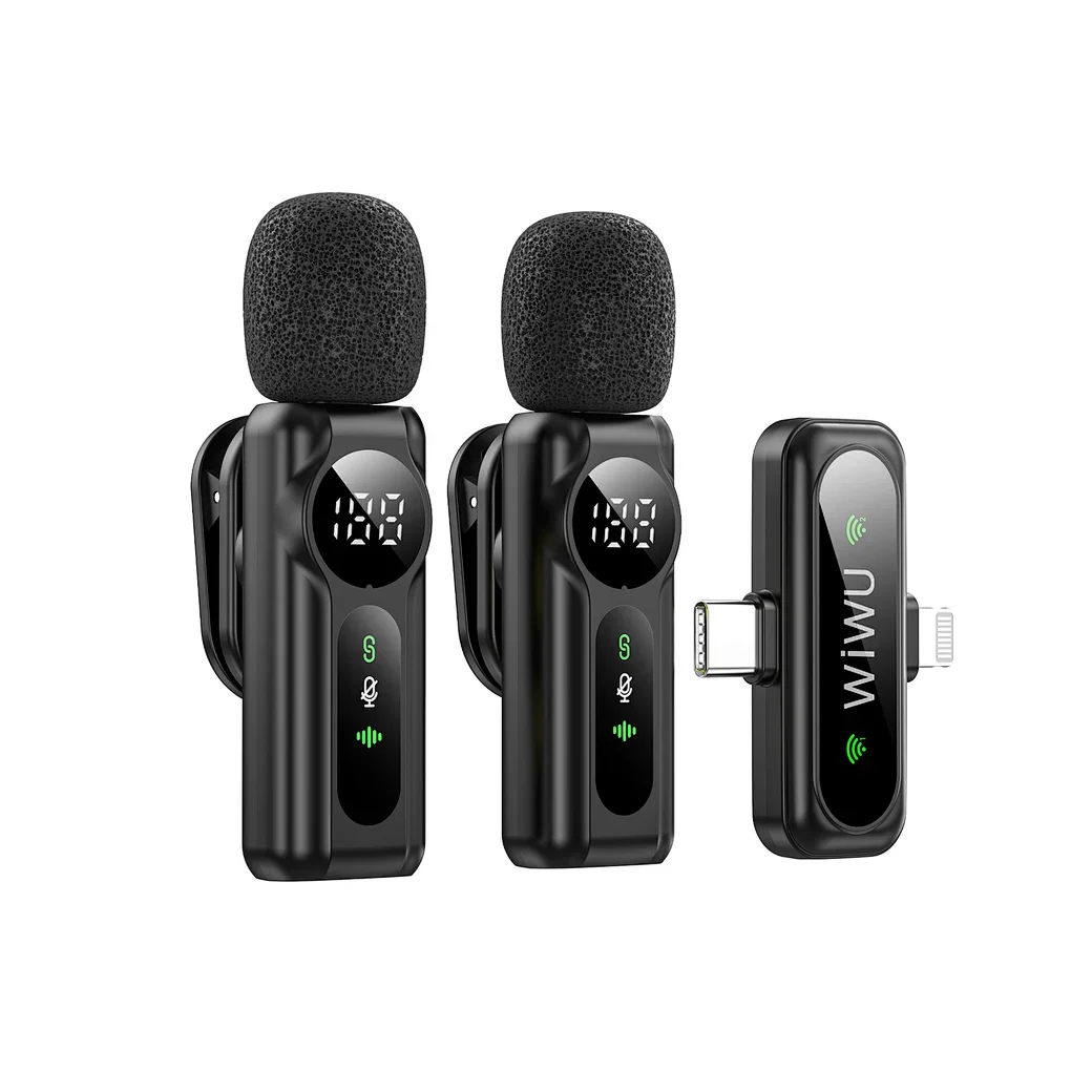 WIWU Wi-WM007 2in1 Wireless Lavalier Microphone with ANC and Lightning Port - Image 3