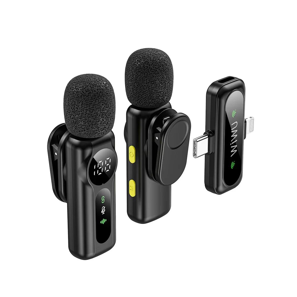 WIWU Wi-WM007 2in1 Wireless Lavalier Microphone with ANC and Lightning Port - Image 5