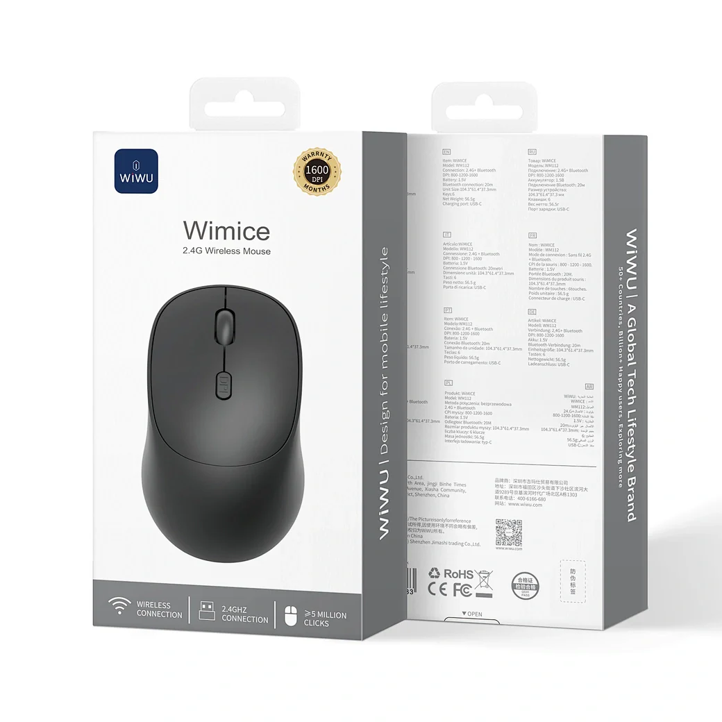 WIWU WM112 2.4G Wireless Mouse - Black - Image 3