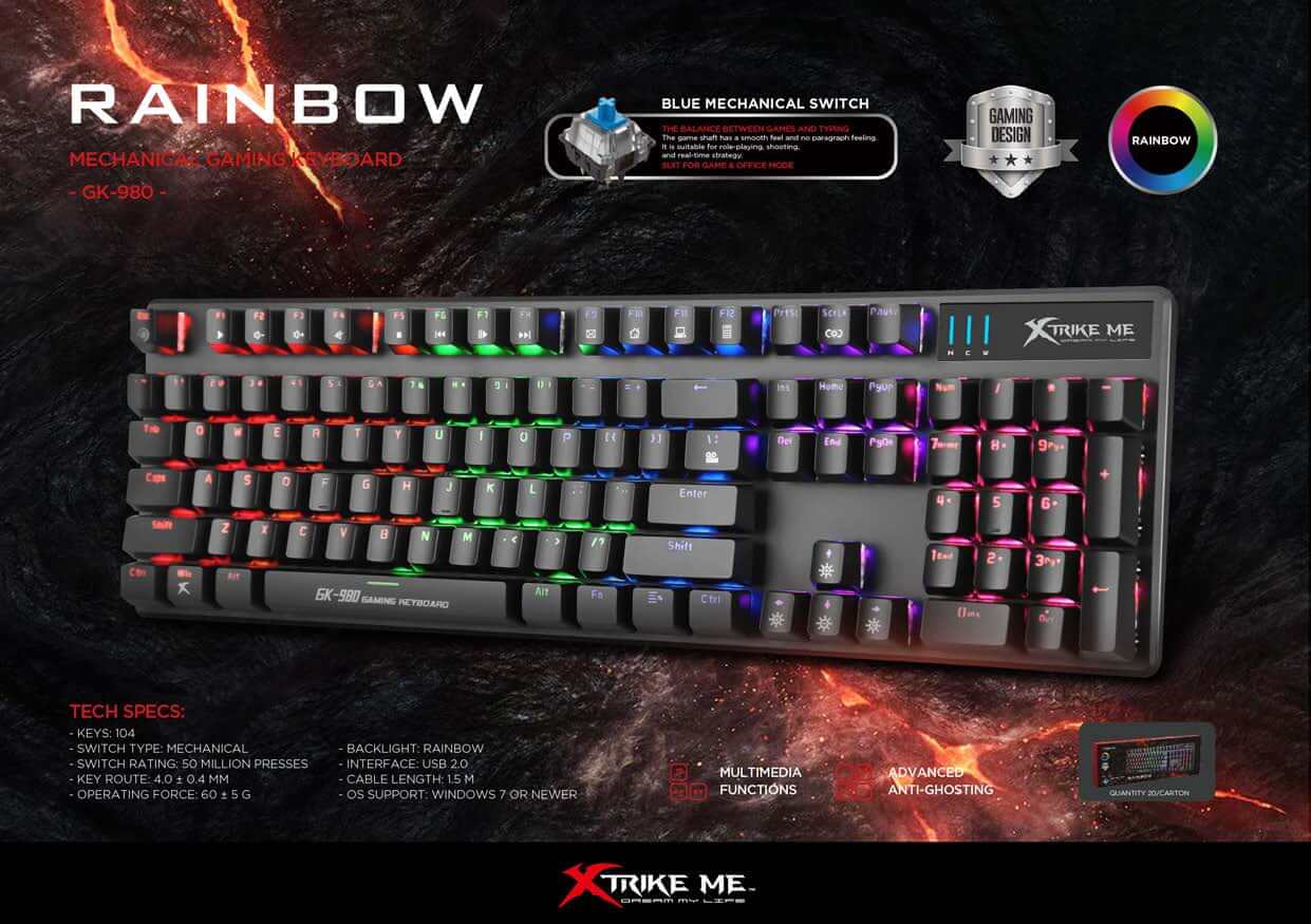 XTRIKE ME GK-980 Mechanical Gaming Keyboard - Image 2